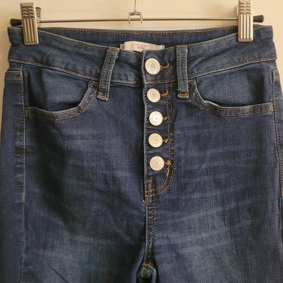 SO Teens Super High Rise Jegging Jeans Size 3/28 Dark Wash Button Fly Stretch - Picture 3 of 13